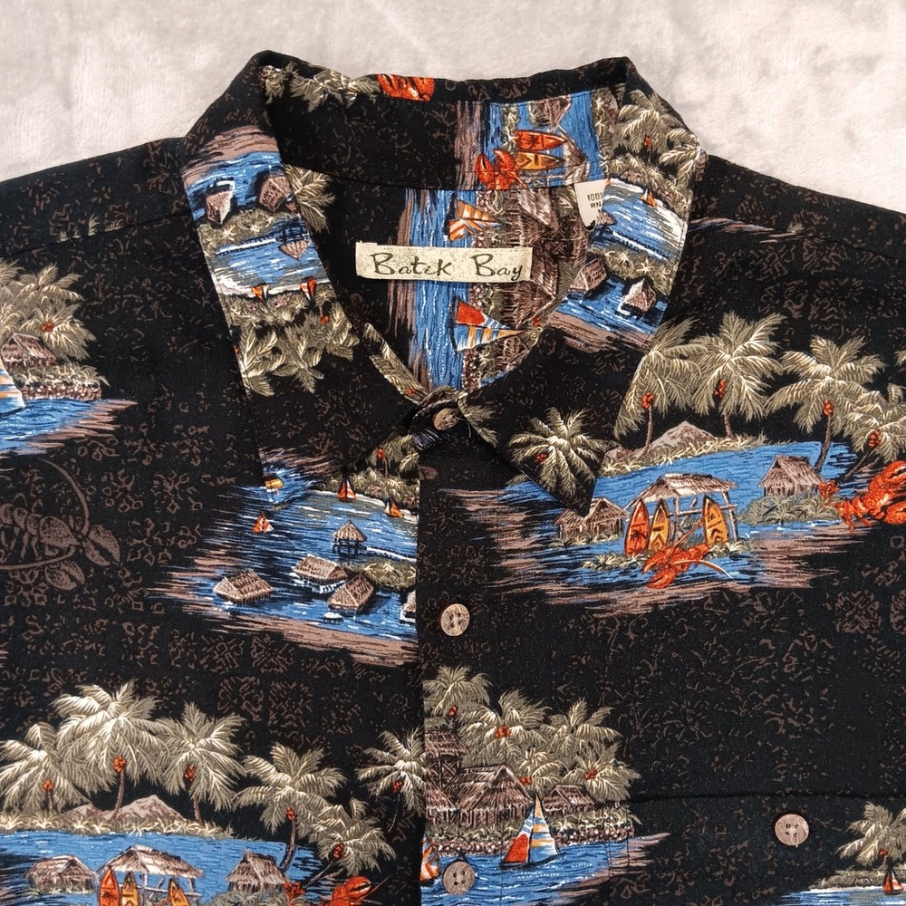 Batik Bay Mens XL Hawaiian Island Print Tropical Resort Wear Button Up Shirt